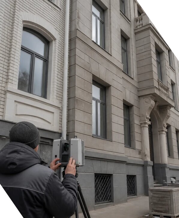 Лазерное сканирование фасадов зданий для обследования в Арсеньеве